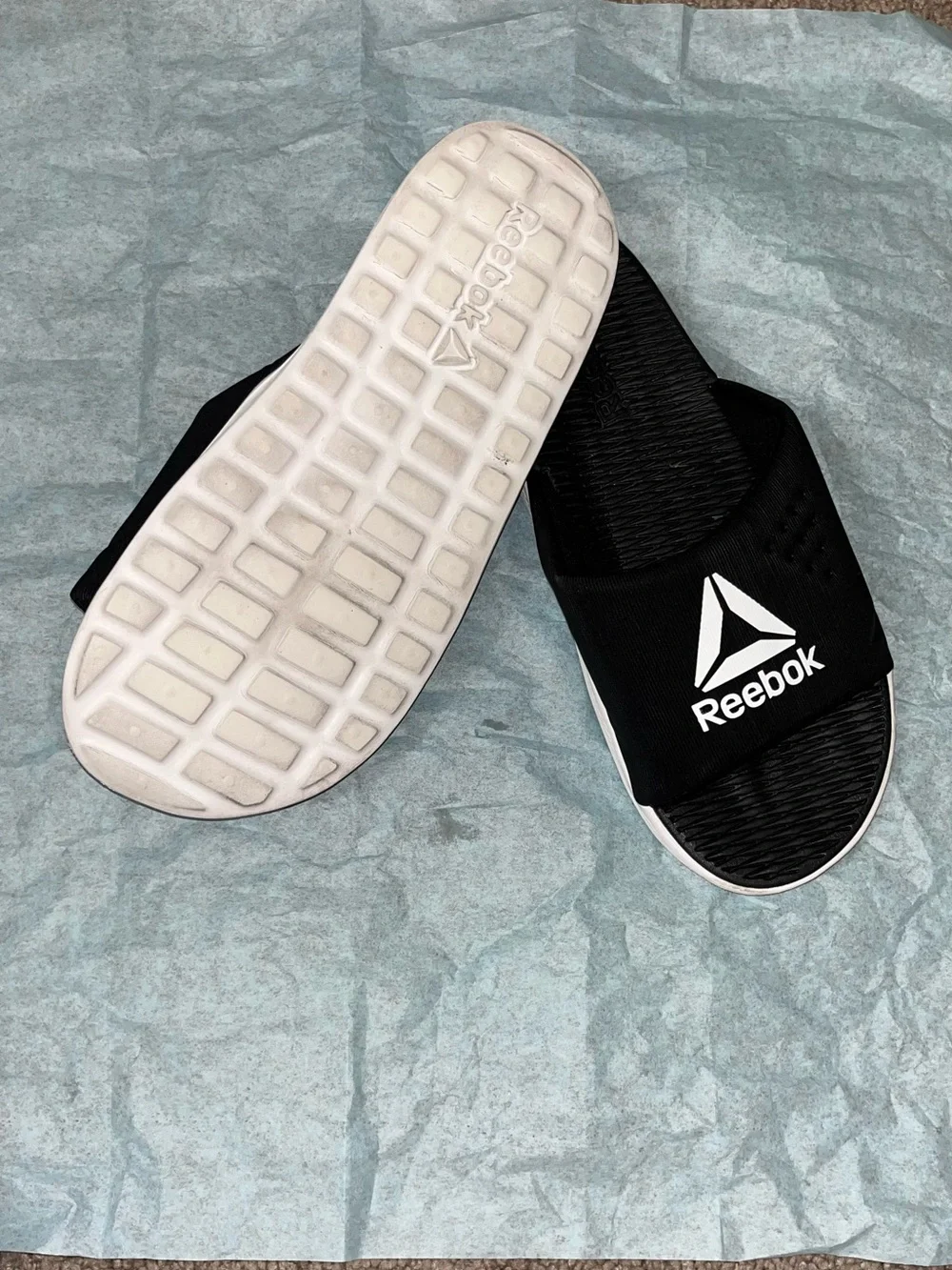 Reebok Black & White Kids' Slide Sandals